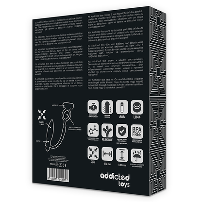 Close-up of the ADDICTED TOYS Vibrating Anal Plug with Penile Ring, showing its silicone texture and features.