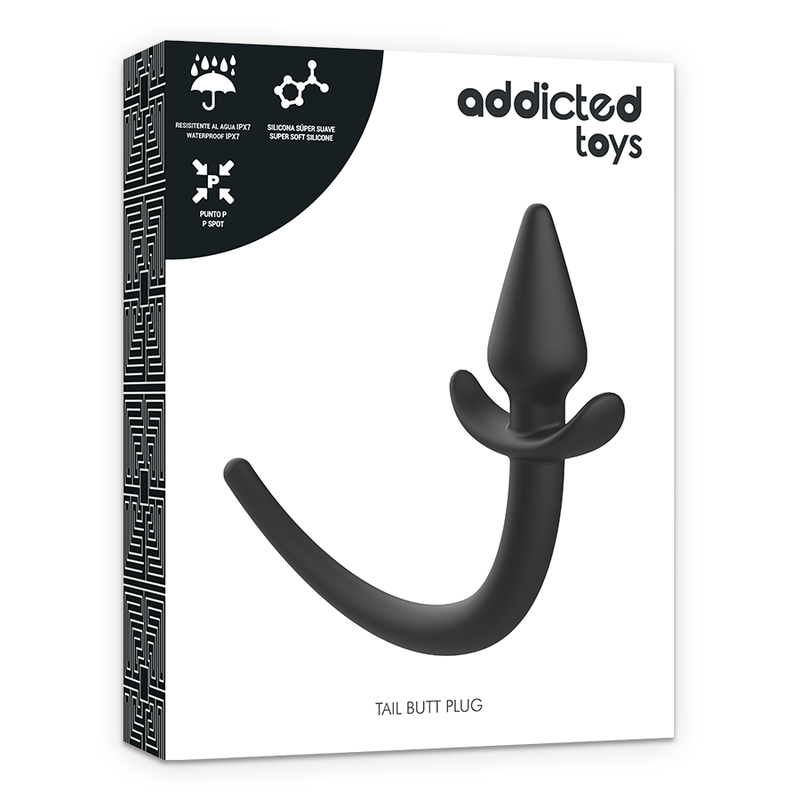 Close-up do Plug Anal ADDICTED TOYS Cauda de Cachorro em silicone, destacando a textura macia e o design ergonómico.