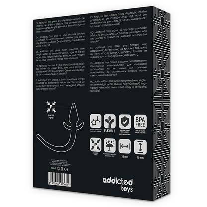Close-up do Plug Anal ADDICTED TOYS Cauda de Cachorro em silicone, destacando a textura macia e o design ergonómico.