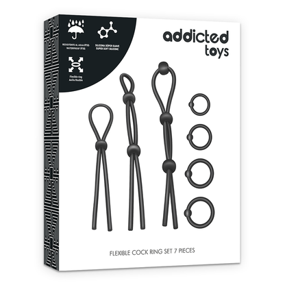 Conjunto de Anéis Penianos de Silicone Flexível ADDICTED TOYS 7 Peças